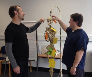Earle Abrahamson teaching the skeletal system at Hands-On Training